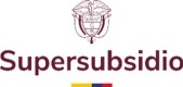 Escudo estilizado sobre la palabra Supersubsidio y debajo tres franjas amarillo, azul y rojo