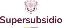 Escudo estilizado sobre la palabra Supersubsidio y debajo tres franjas amarillo, azul y rojo